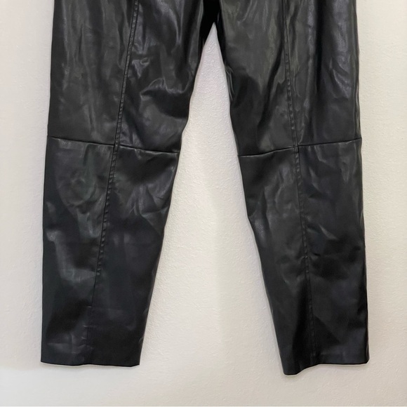 Current Air Faux Leather High Rise Tie Waist Cropped Trouser Pant Black Medium - Picture 8 of 16